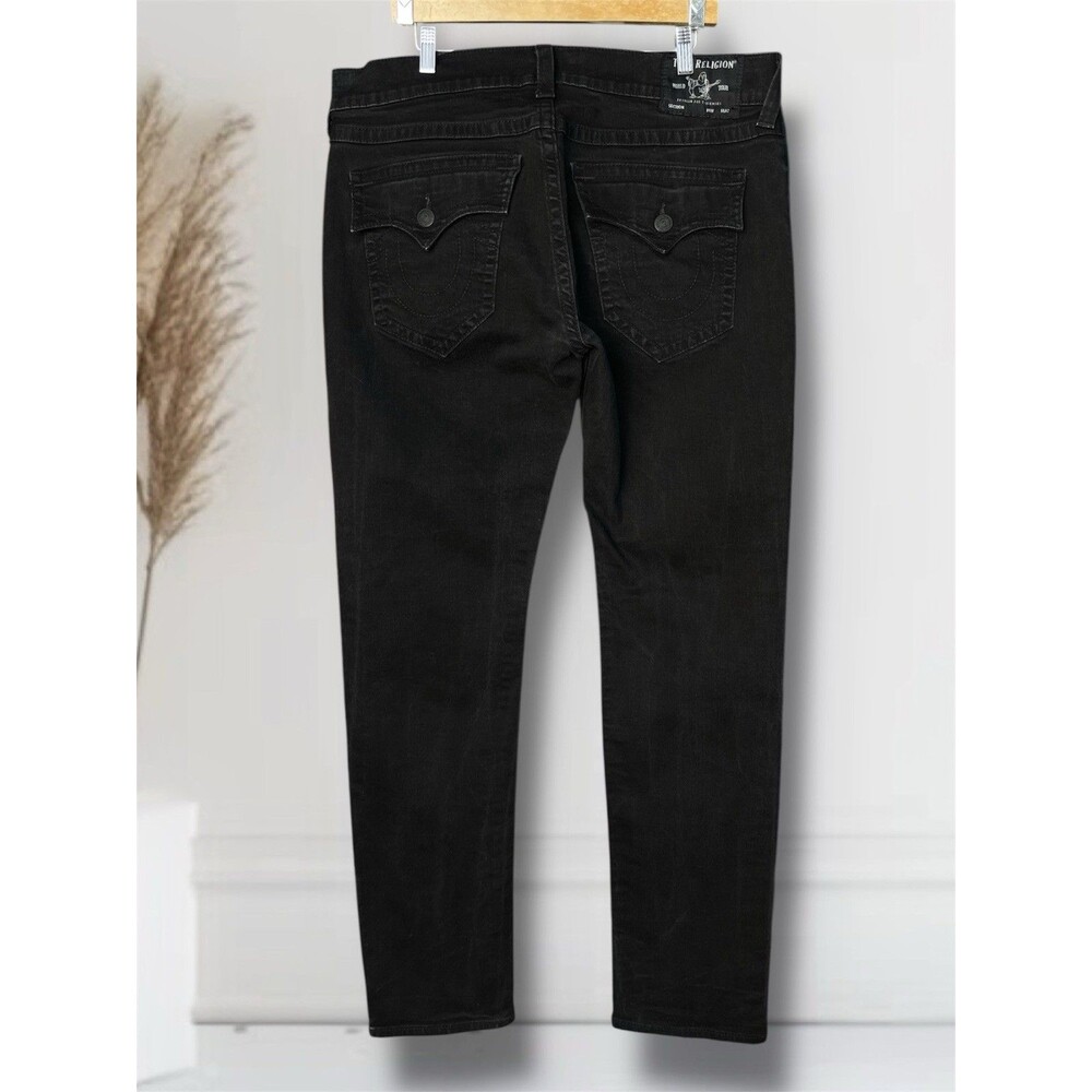 True Religion Rocco Flap Pockets Skinny Men’s W38 L34 Black Stretch Jeans